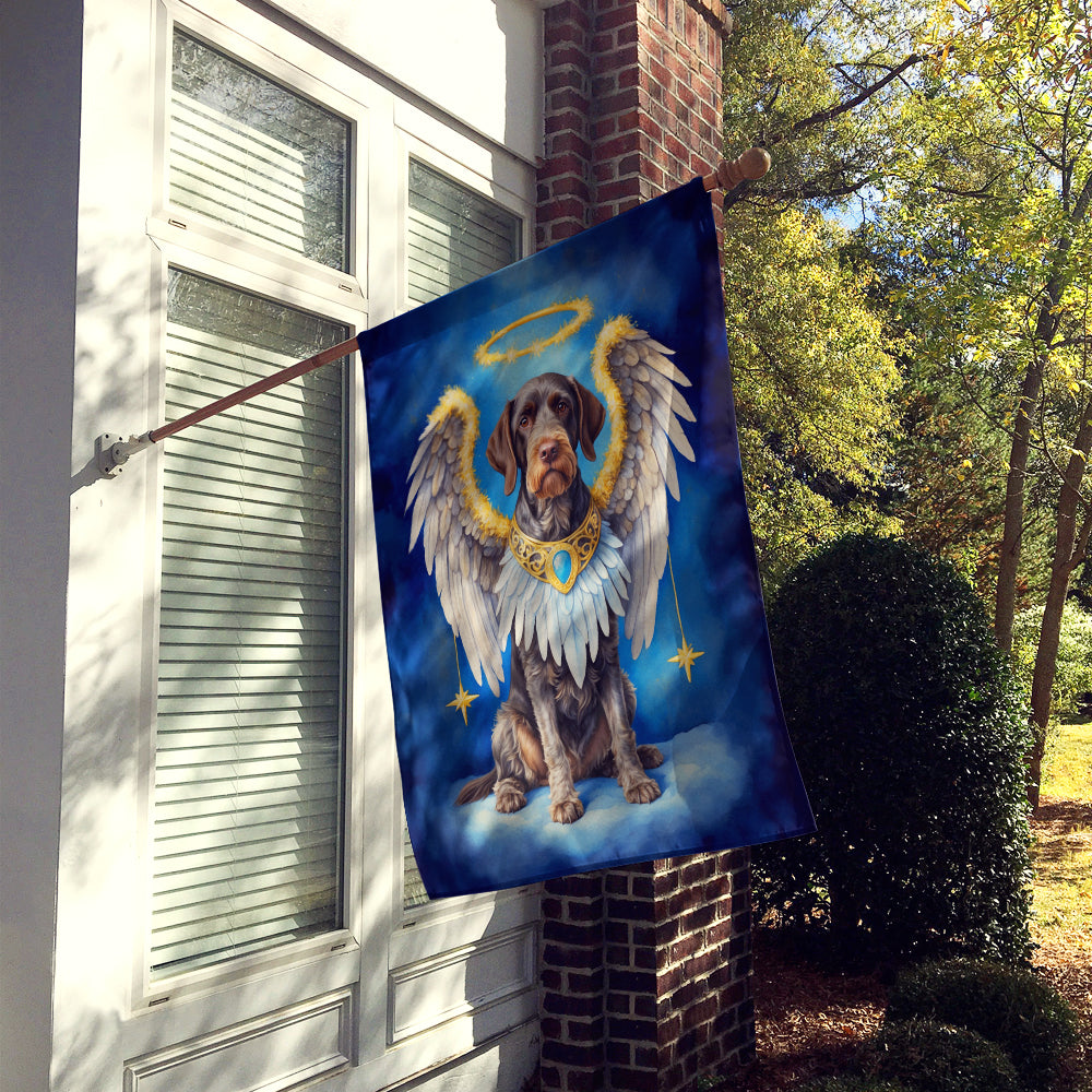 German Wirehaired Pointer My Angel House Flag 28x40 Porch Sleeve Pole Decorative Outside Yard Banner Artwork Wall Hanging, Polyester