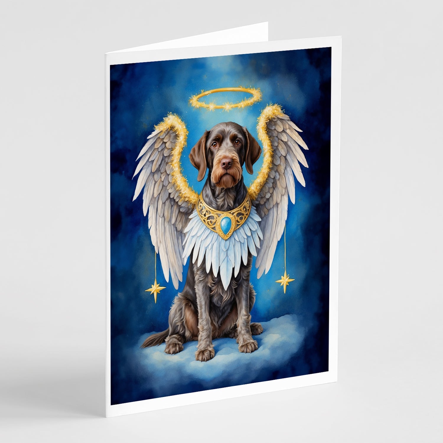 German Wirehaired Pointer My Angel Greeting Cards Pack of 8 Blank Cards with Envelopes Whimsical A7 Size 5x7