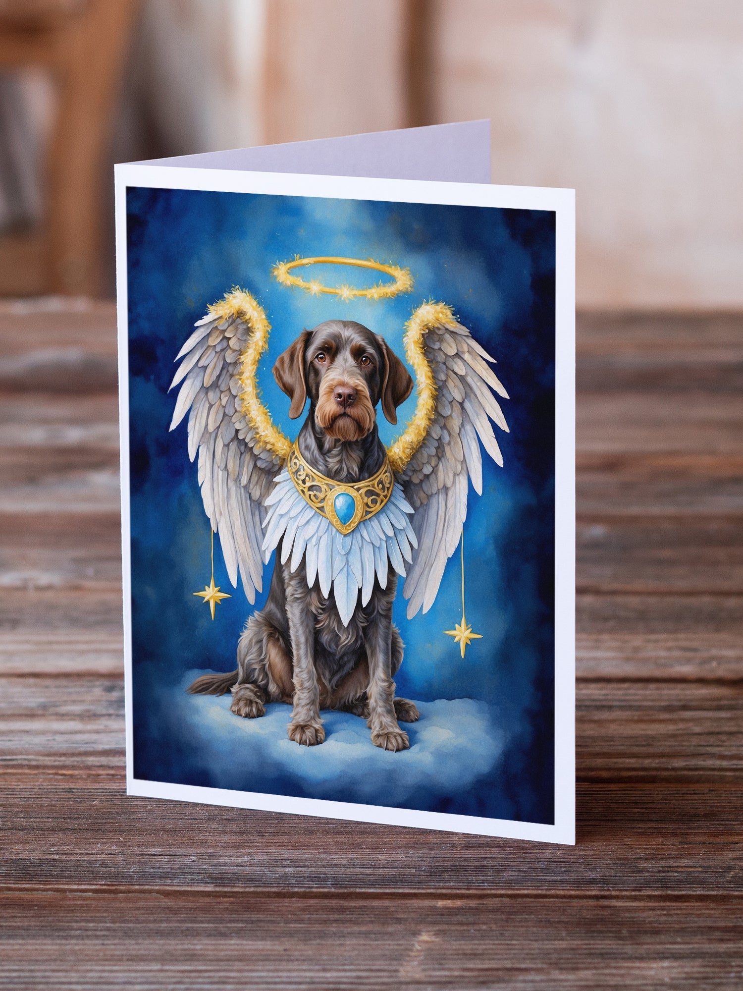 German Wirehaired Pointer My Angel Greeting Cards Pack of 8 Blank Cards with Envelopes Whimsical A7 Size 5x7