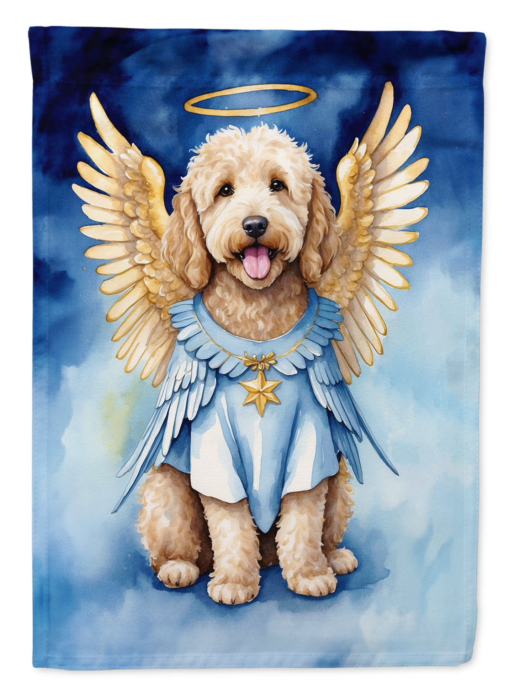 Goldendoodle My Angel House Flag 28x40 Porch Sleeve Pole Decorative Outside Yard Banner Artwork Wall Hanging, Polyester