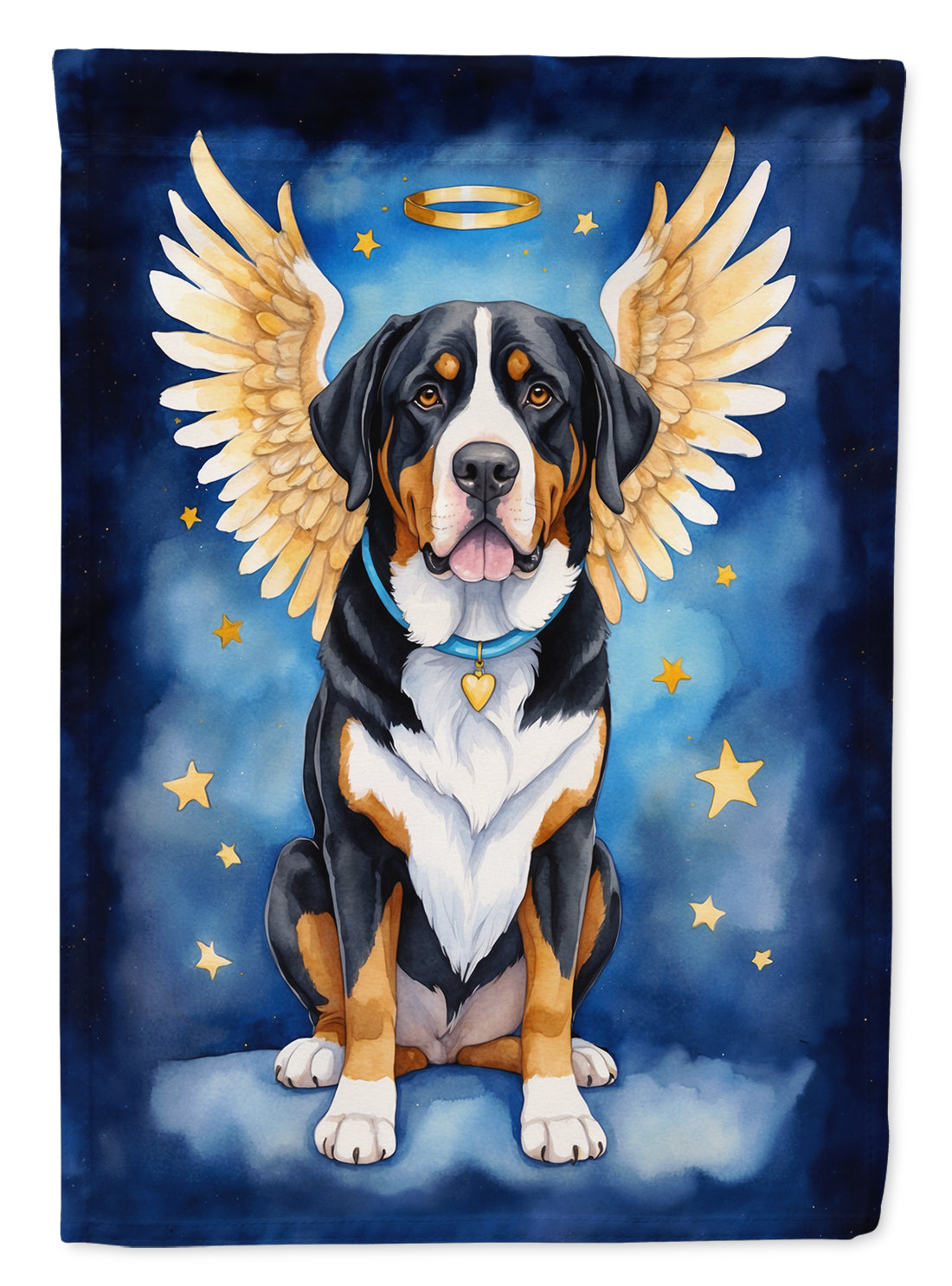 Greater Swiss Mountain Dog My Angel House Flag 28x40 Porch Sleeve Pole Decorative Outside Yard Banner Artwork Wall Hanging, Polyester