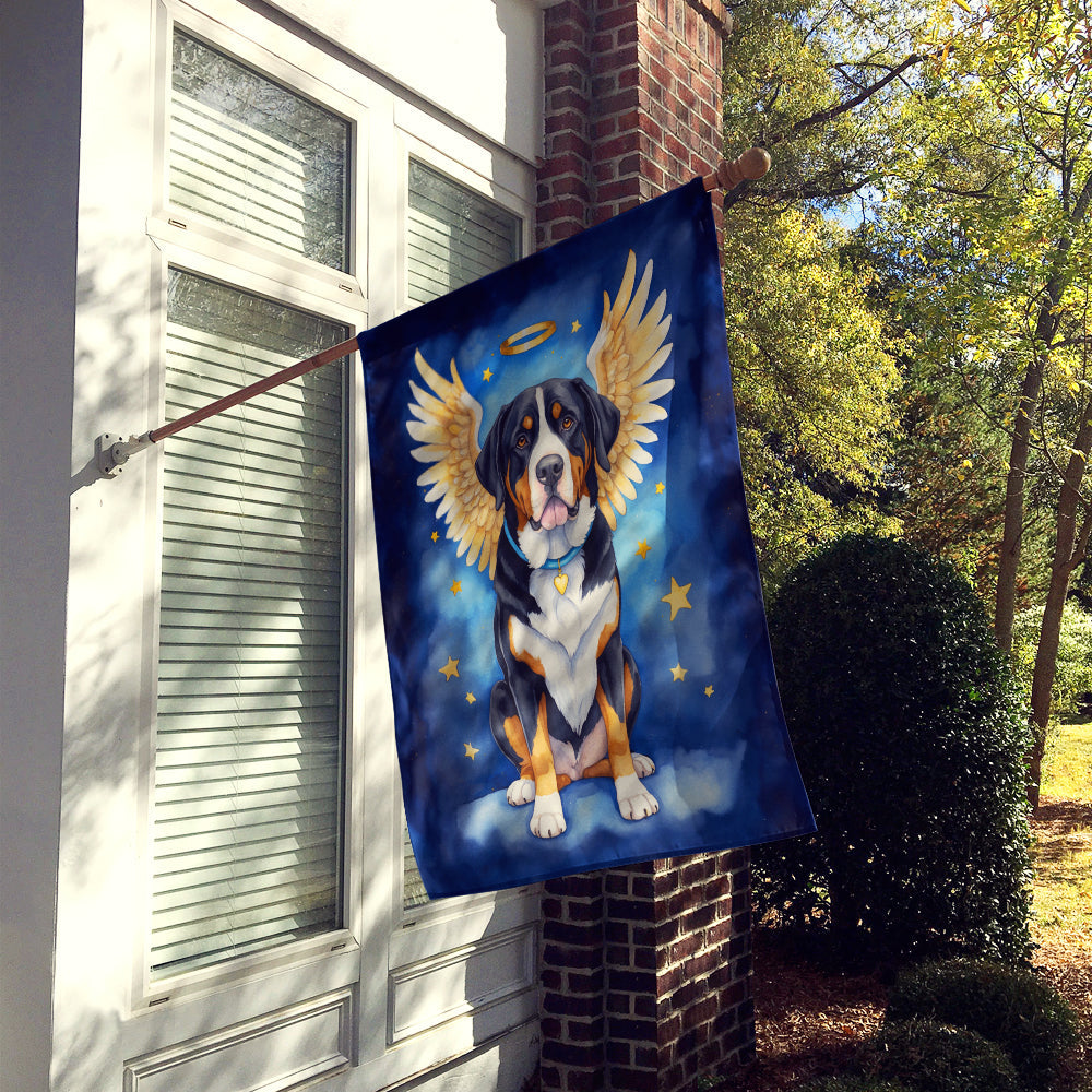 Greater Swiss Mountain Dog My Angel House Flag 28x40 Porch Sleeve Pole Decorative Outside Yard Banner Artwork Wall Hanging, Polyester
