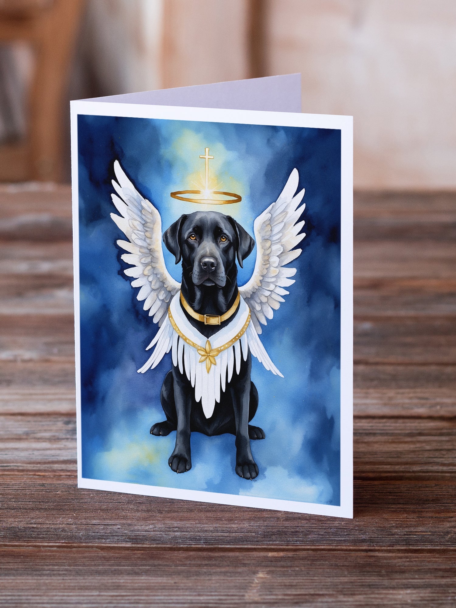 Black Labrador Retriever My Angel Greeting Cards Pack of 8 Blank Cards with Envelopes Whimsical A7 Size 5x7