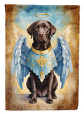 Chocolate Labrador Retriever My Angel House Flag 28x40 Porch Sleeve Pole Decorative Outside Yard Banner Artwork Wall Hanging, Polyester