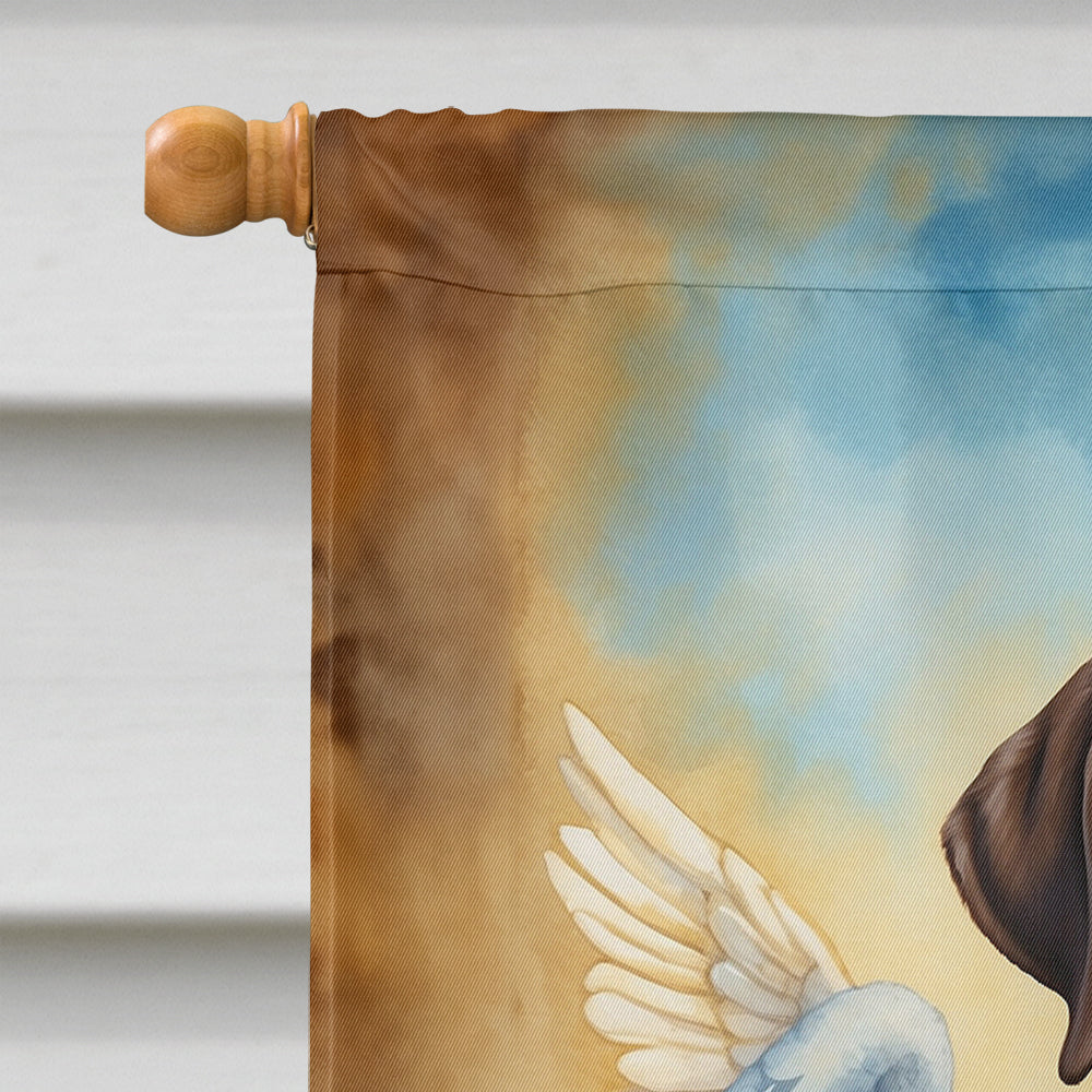 Chocolate Labrador Retriever My Angel House Flag 28x40 Porch Sleeve Pole Decorative Outside Yard Banner Artwork Wall Hanging, Polyester
