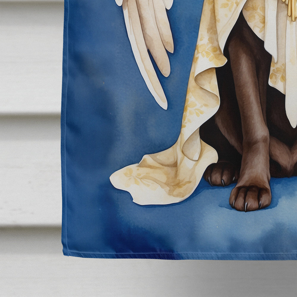 Chocolate Labrador Retriever My Angel House Flag 28x40 Porch Sleeve Pole Decorative Outside Yard Banner Artwork Wall Hanging, Polyester