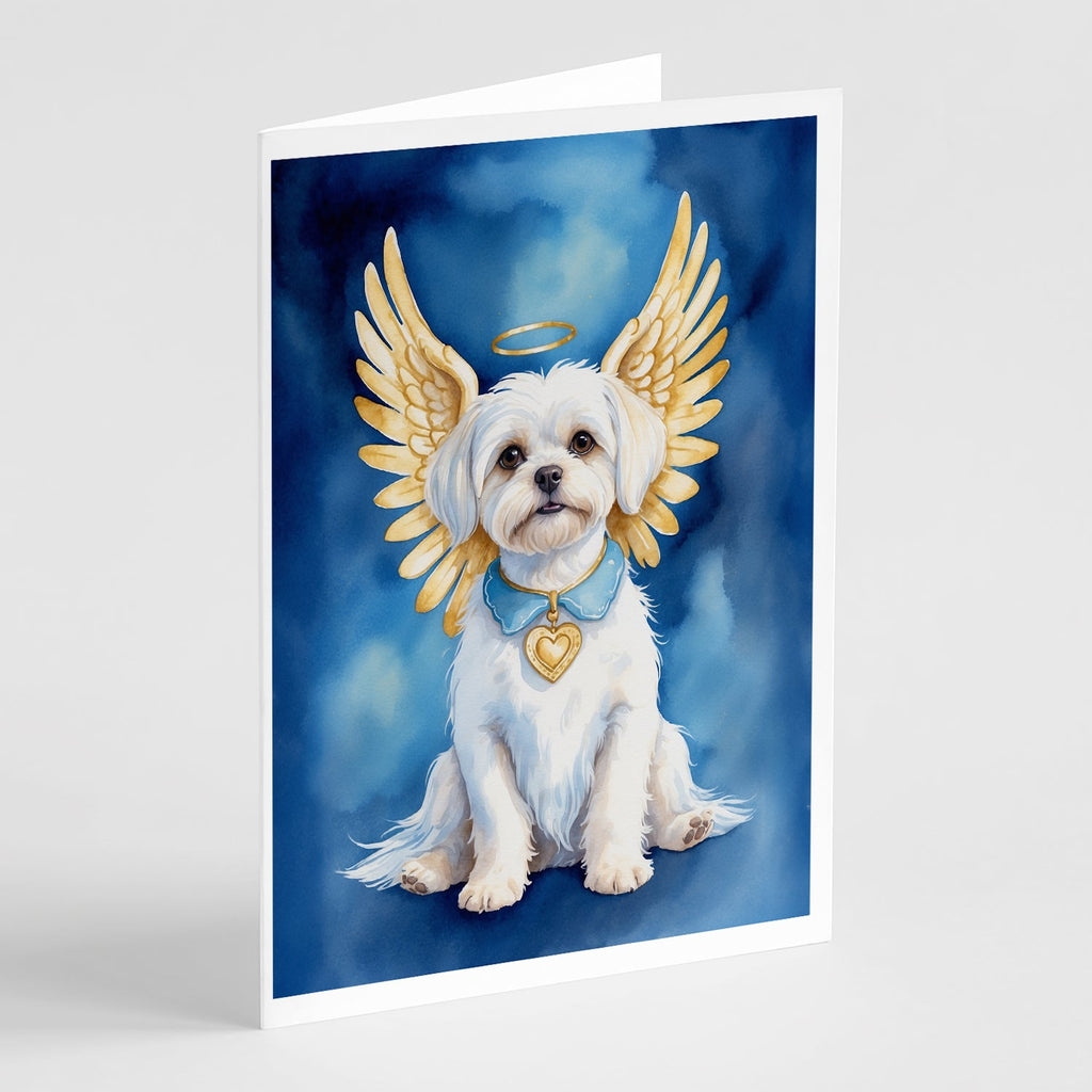 Maltese My Angel Greeting Cards Pack of 8 Blank Cards with Envelopes Whimsical A7 Size 5x7
