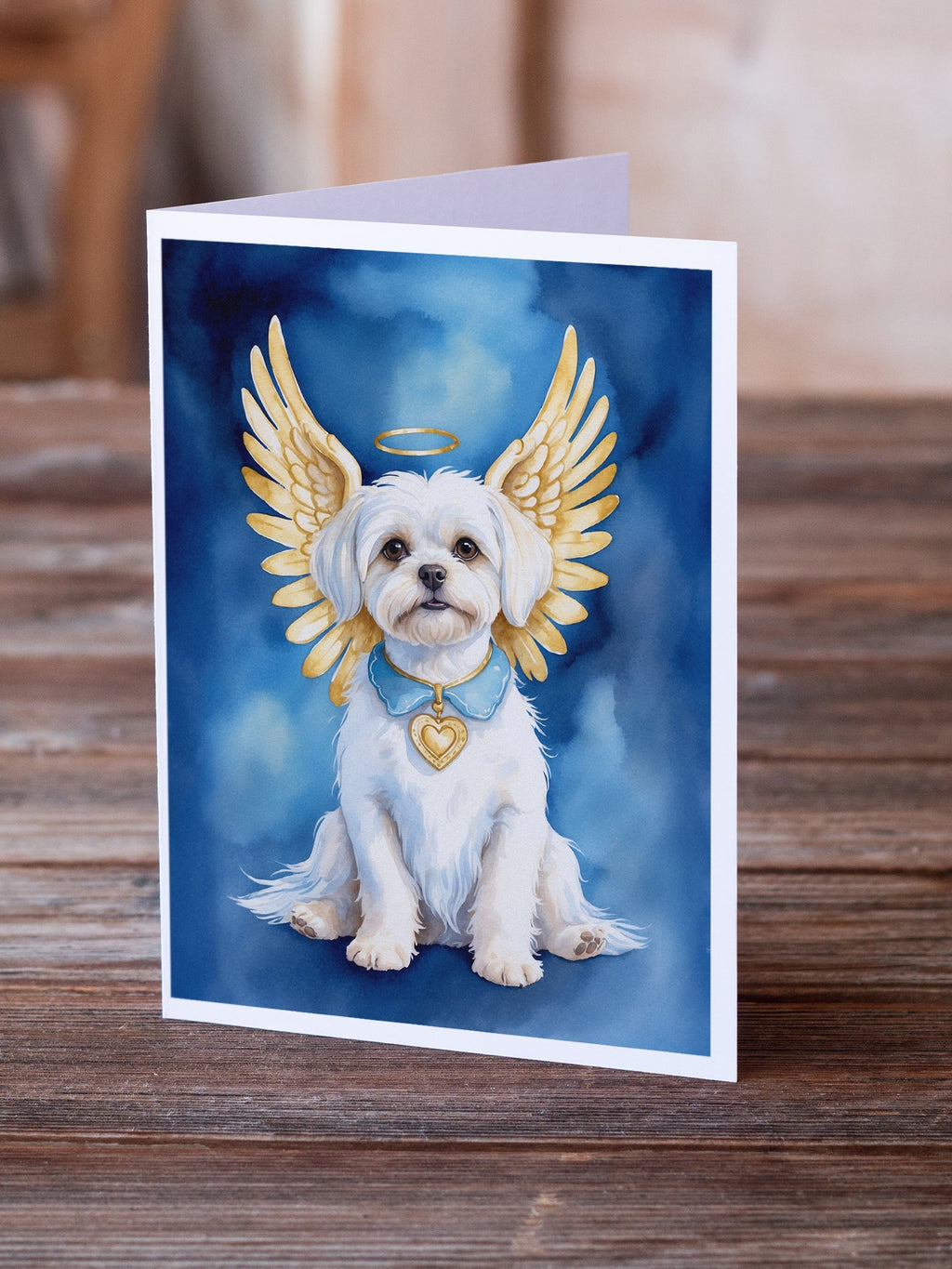 Maltese My Angel Greeting Cards Pack of 8 Blank Cards with Envelopes Whimsical A7 Size 5x7