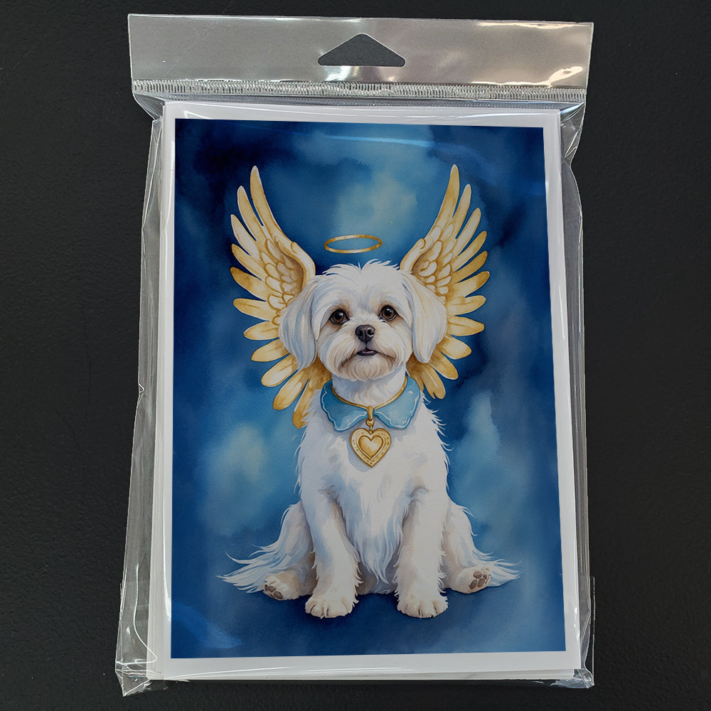 Maltese My Angel Greeting Cards Pack of 8 Blank Cards with Envelopes Whimsical A7 Size 5x7