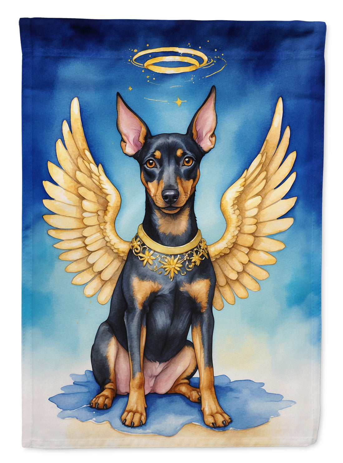 Manchester Terrier My Angel House Flag 28x40 Porch Sleeve Pole Decorative Outside Yard Banner Artwork Wall Hanging, Polyester