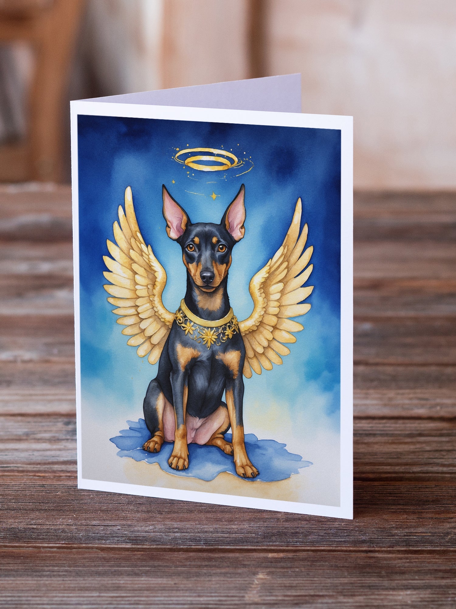 Manchester Terrier My Angel Greeting Cards Pack of 8 Blank Cards with Envelopes Whimsical A7 Size 5x7