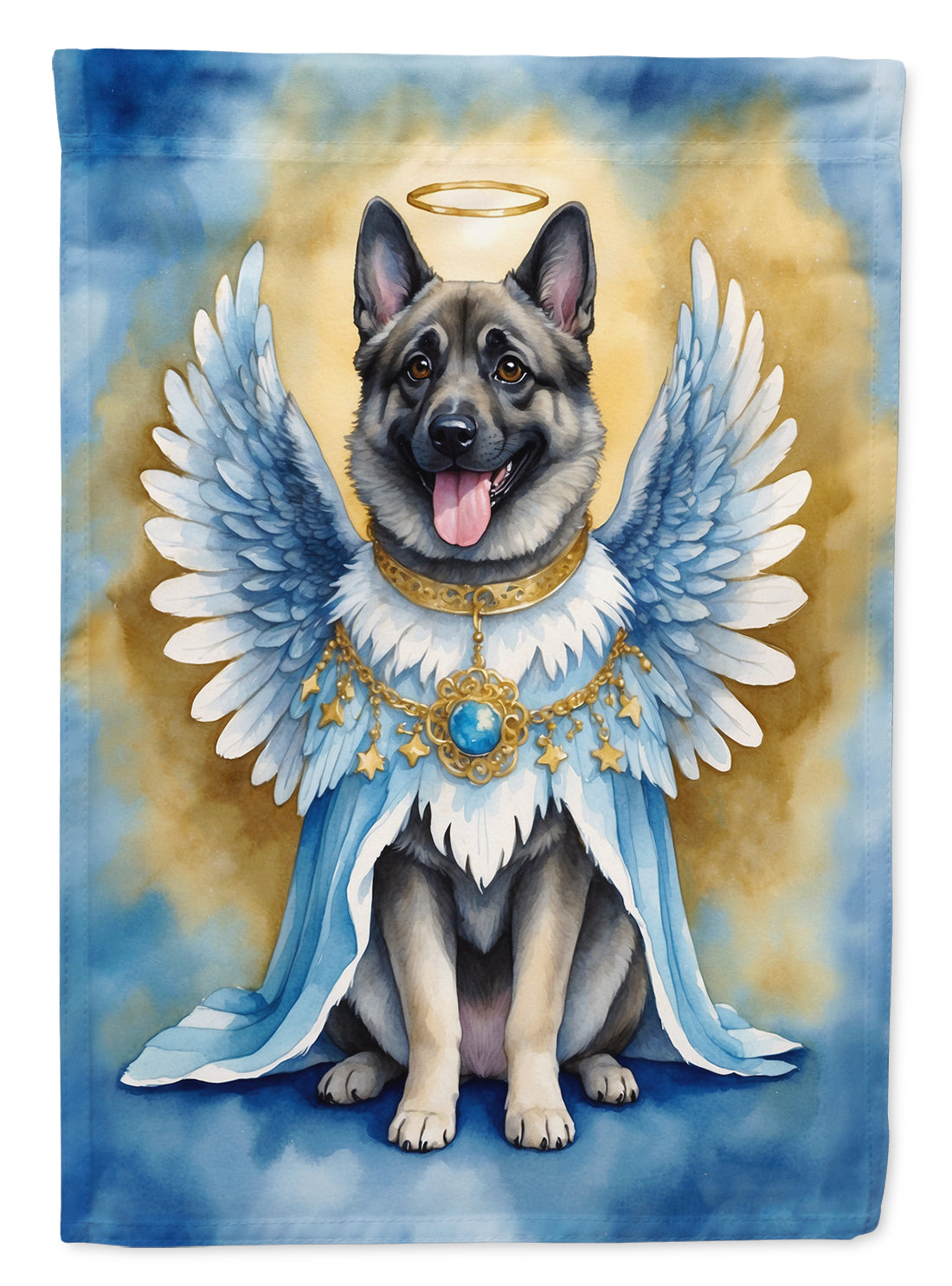 Norwegian Elkhound My Angel House Flag 28x40 Porch Sleeve Pole Decorative Outside Yard Banner Artwork Wall Hanging, Polyester