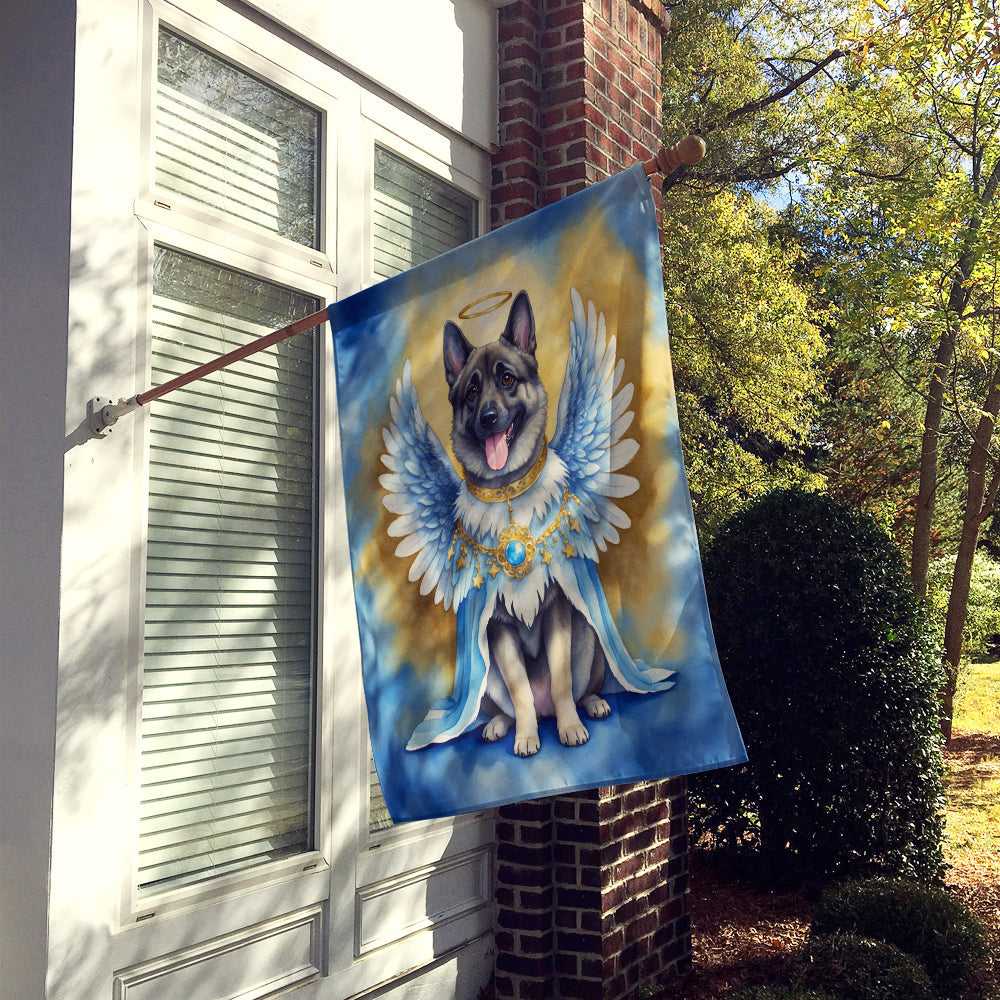 Norwegian Elkhound My Angel House Flag 28x40 Porch Sleeve Pole Decorative Outside Yard Banner Artwork Wall Hanging, Polyester