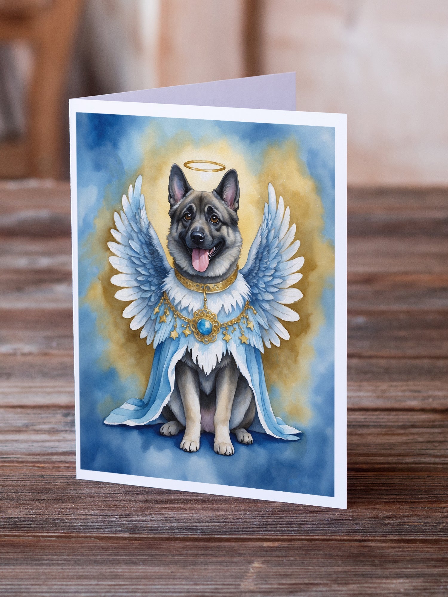 Norwegian Elkhound My Angel Greeting Cards Pack of 8 Blank Cards with Envelopes Whimsical A7 Size 5x7