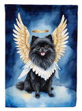 Black Pomeranian My Angel House Flag 28x40 Porch Sleeve Pole Decorative Outside Yard Banner Artwork Wall Hanging, Polyester