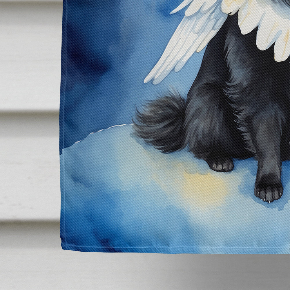 Black Pomeranian My Angel House Flag 28x40 Porch Sleeve Pole Decorative Outside Yard Banner Artwork Wall Hanging, Polyester