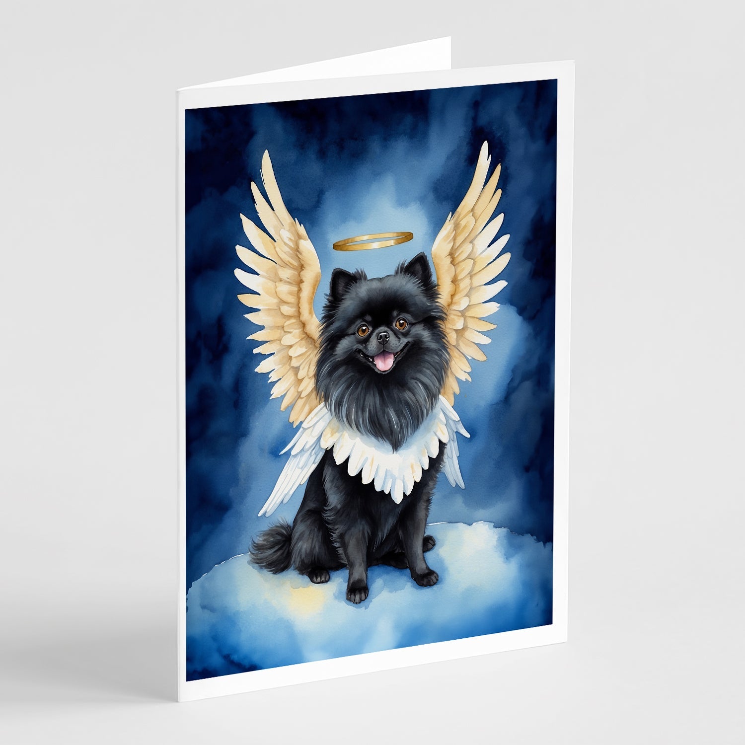 Black Pomeranian My Angel Greeting Cards Pack of 8 Blank Cards with Envelopes Whimsical A7 Size 5x7