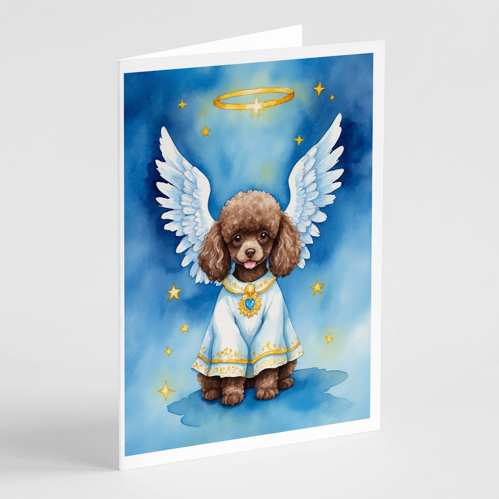 Chocolate Poodle My Angel Greeting Cards Pack of 8 Blank Cards with Envelopes Whimsical A7 Size 5x7