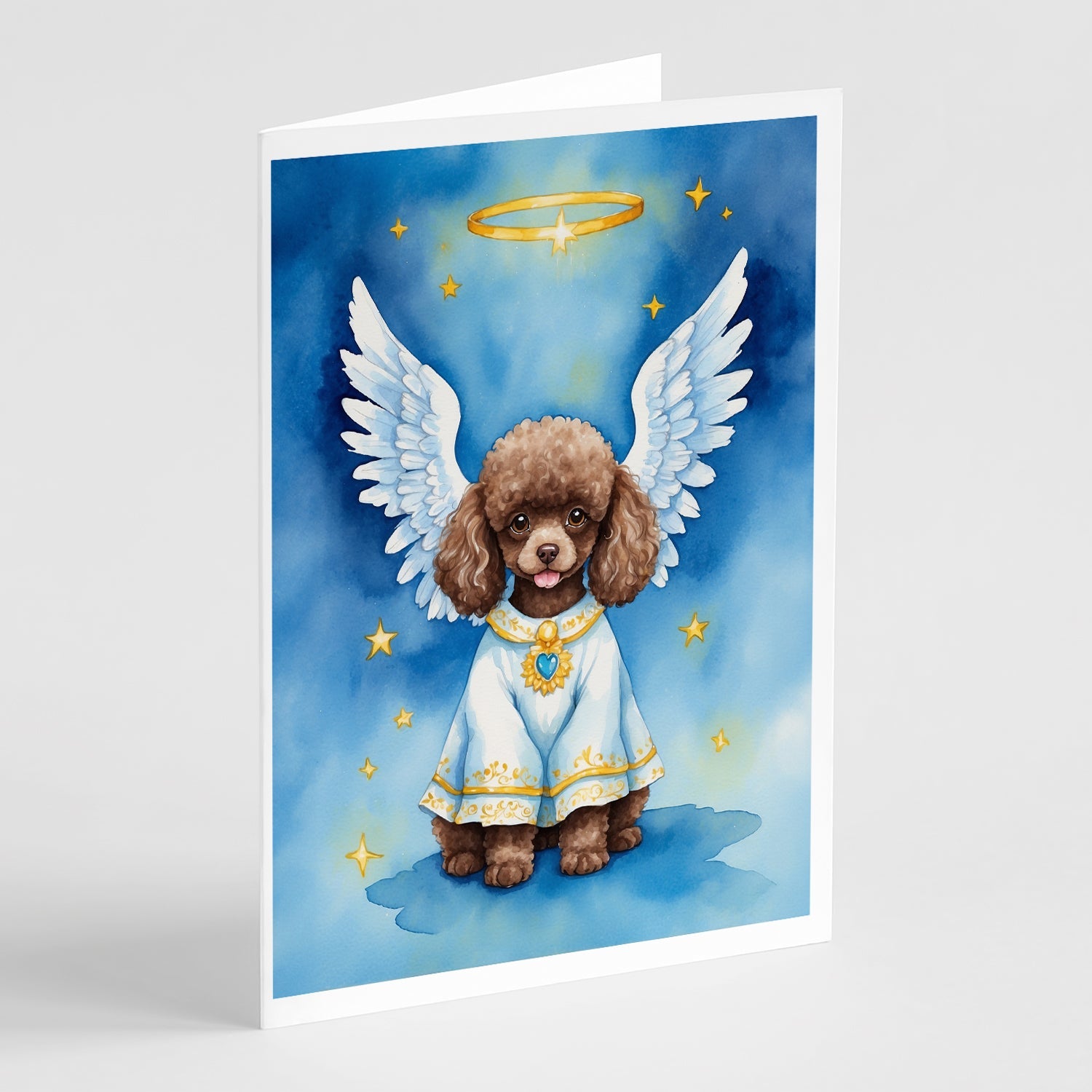 Chocolate Poodle My Angel Greeting Cards Pack of 8 Blank Cards with Envelopes Whimsical A7 Size 5x7