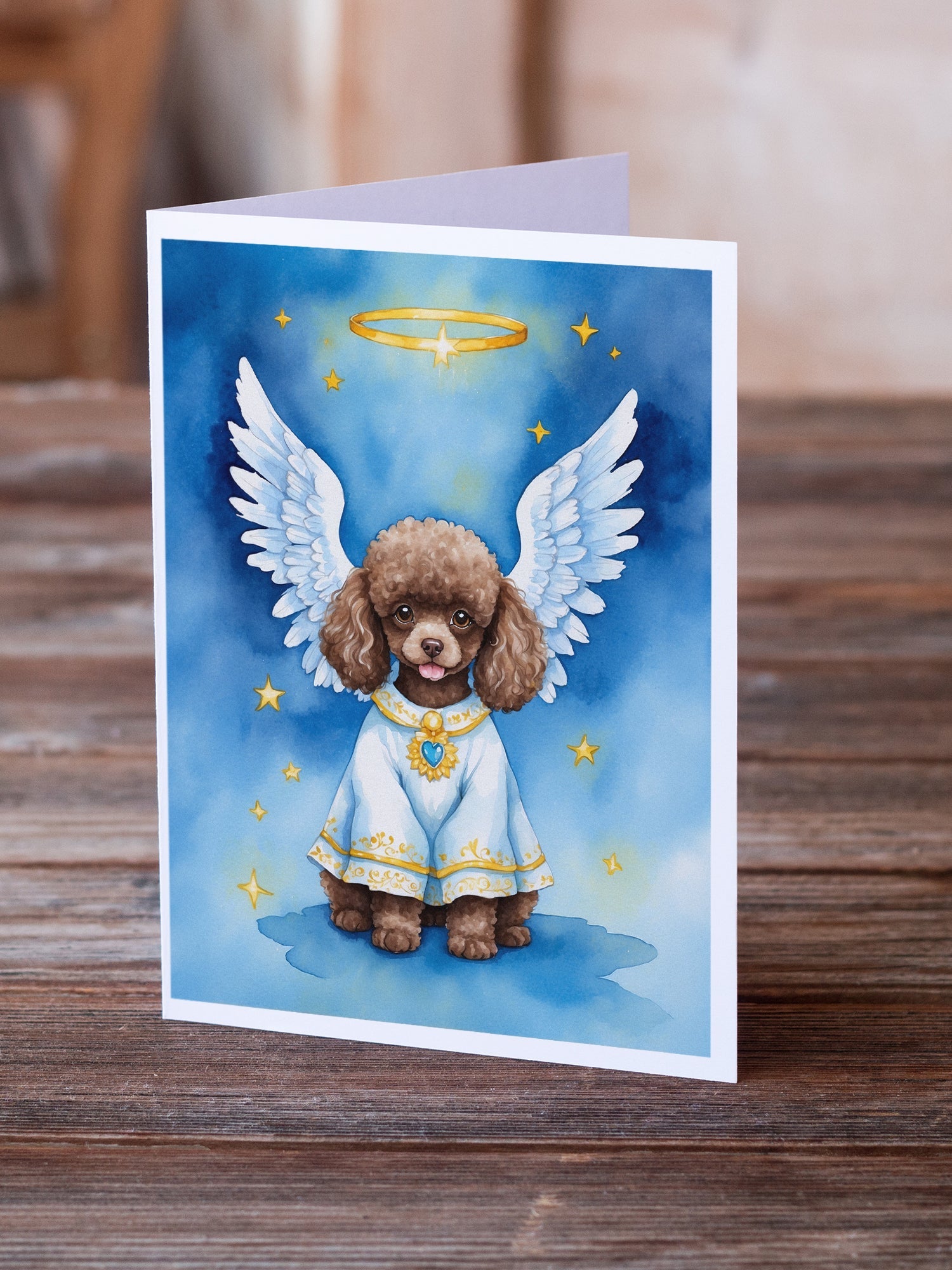 Chocolate Poodle My Angel Greeting Cards Pack of 8 Blank Cards with Envelopes Whimsical A7 Size 5x7