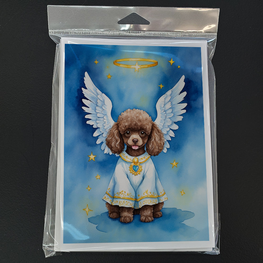 Chocolate Poodle My Angel Greeting Cards Pack of 8 Blank Cards with Envelopes Whimsical A7 Size 5x7