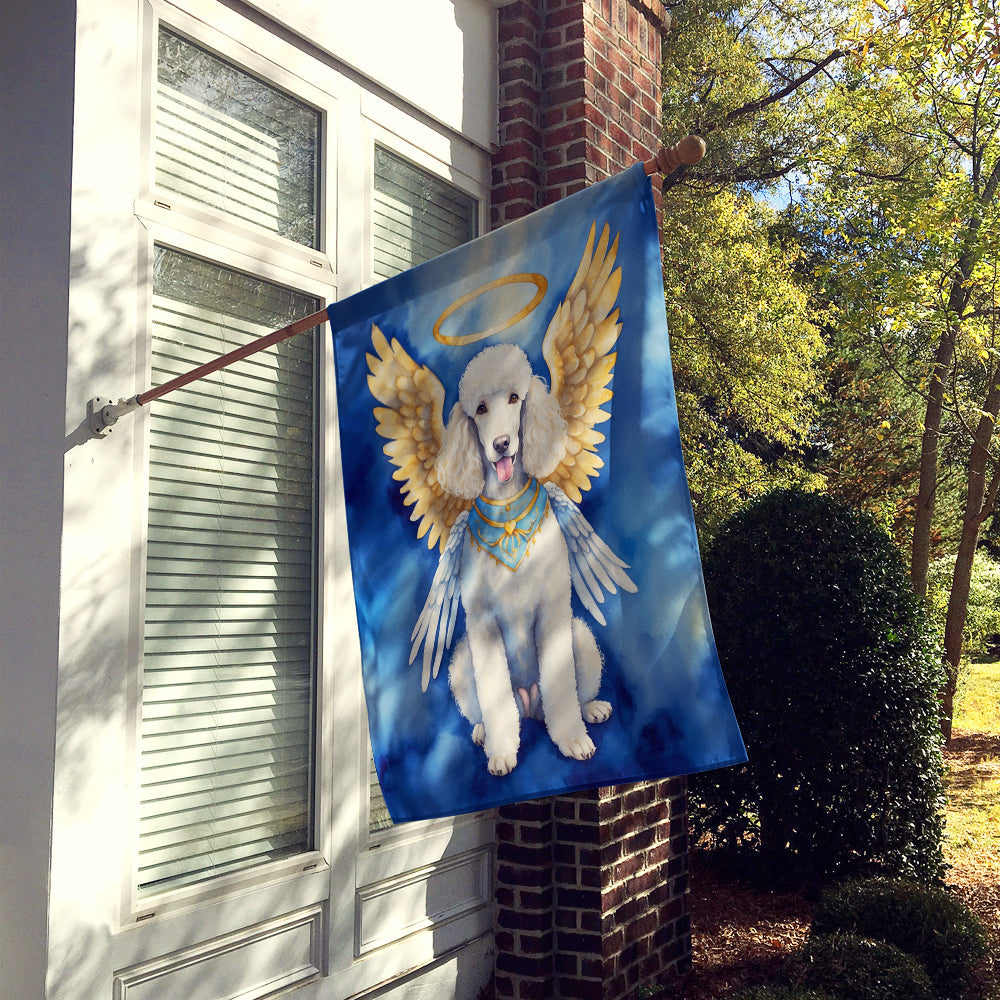 White Poodle My Angel House Flag 28x40 Porch Sleeve Pole Decorative Outside Yard Banner Artwork Wall Hanging, Polyester