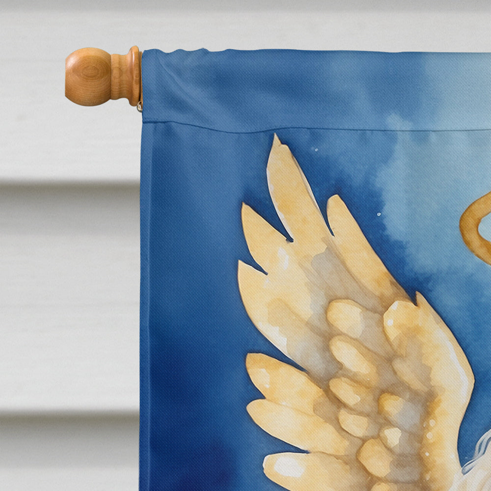 White Poodle My Angel House Flag 28x40 Porch Sleeve Pole Decorative Outside Yard Banner Artwork Wall Hanging, Polyester