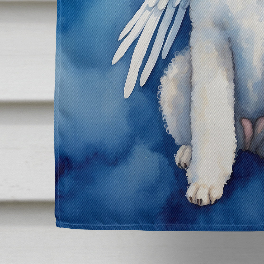 White Poodle My Angel House Flag 28x40 Porch Sleeve Pole Decorative Outside Yard Banner Artwork Wall Hanging, Polyester