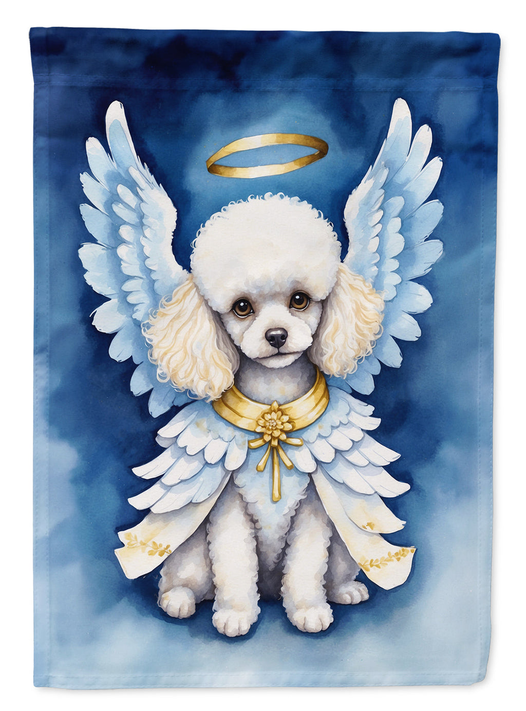 White Poodle My Angel House Flag 28x40 Porch Sleeve Pole Decorative Outside Yard Banner Artwork Wall Hanging, Polyester