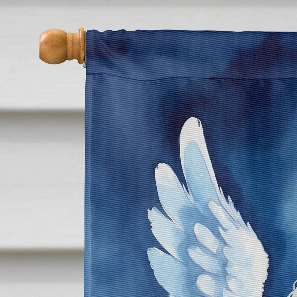 White Poodle My Angel House Flag 28x40 Porch Sleeve Pole Decorative Outside Yard Banner Artwork Wall Hanging, Polyester