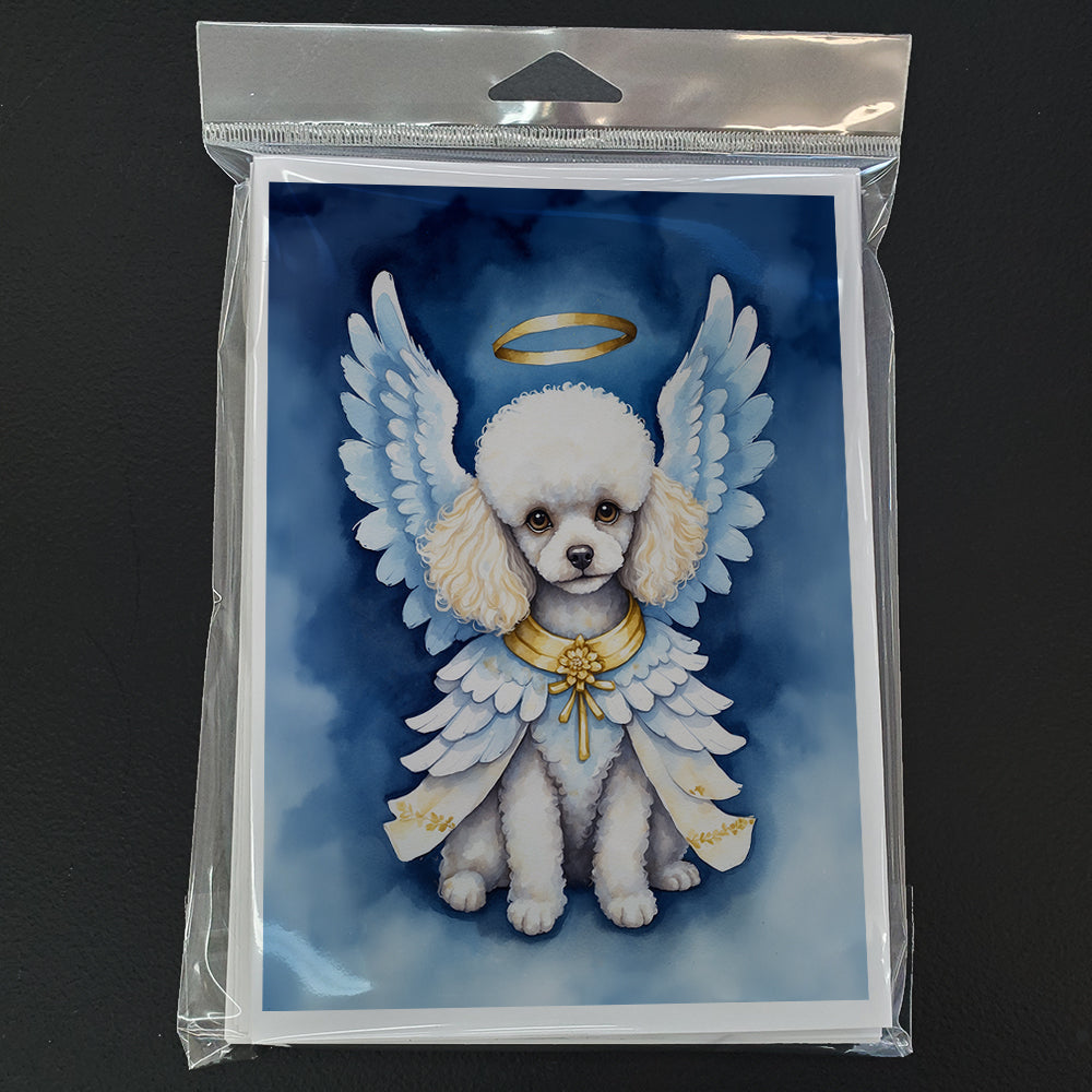 White Poodle My Angel Greeting Cards Pack of 8 Blank Cards with Envelopes Whimsical A7 Size 5x7