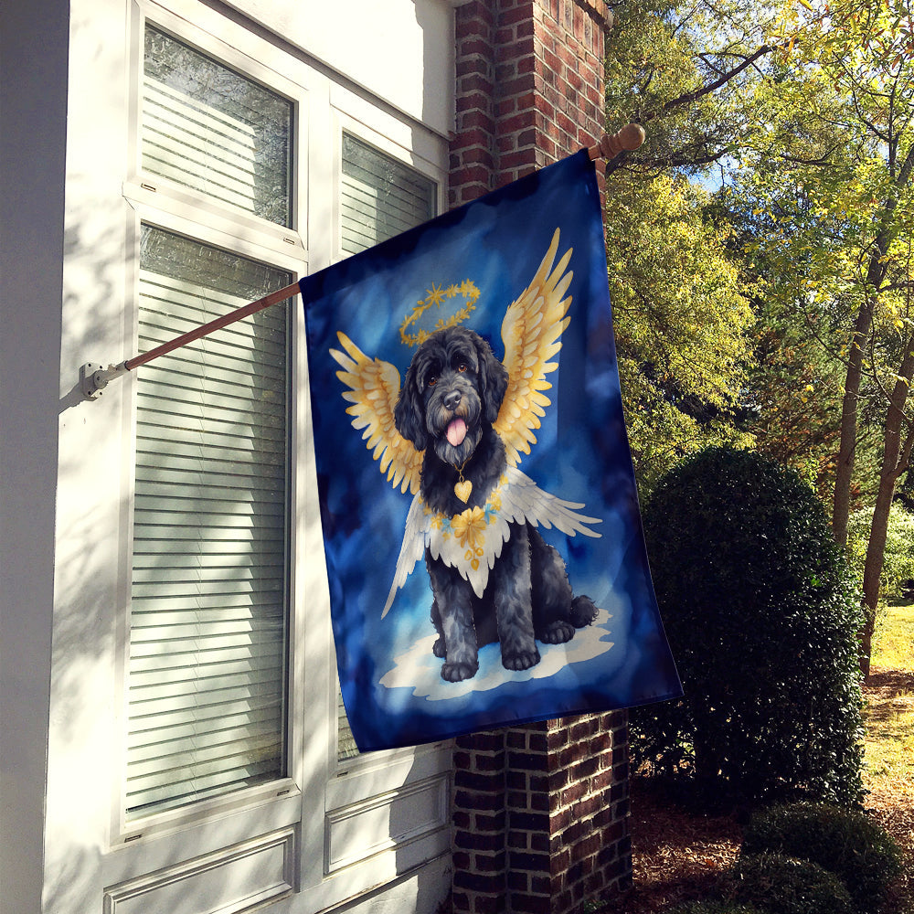 Portuguese Water Dog My Angel House Flag 28x40 Porch Sleeve Pole Decorative Outside Yard Banner Artwork Wall Hanging, Polyester