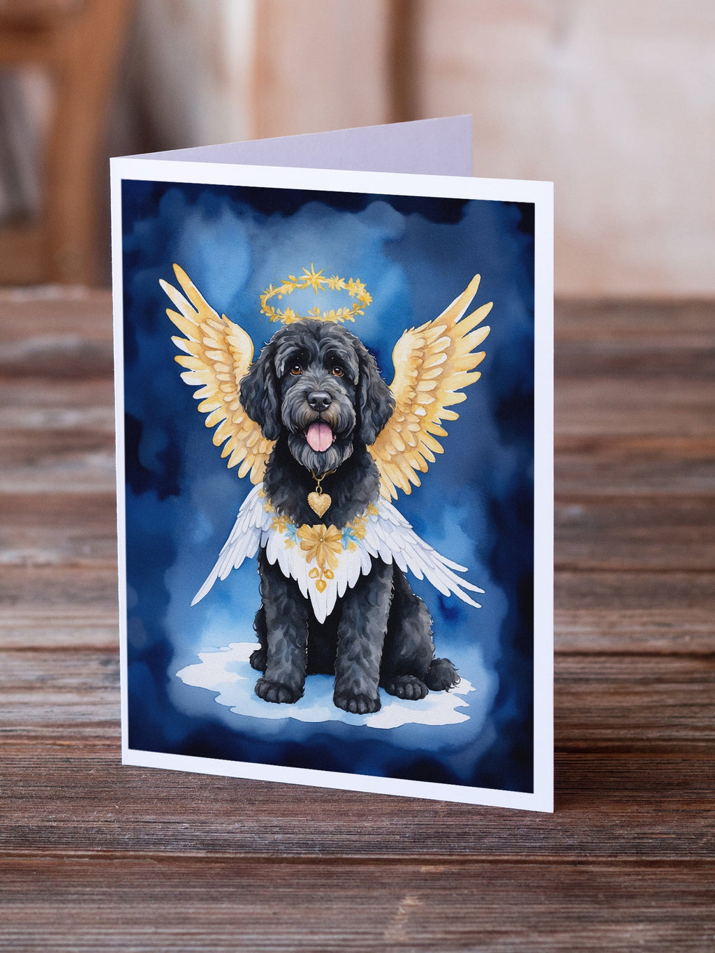 Portuguese Water Dog My Angel Greeting Cards Pack of 8 Blank Cards with Envelopes Whimsical A7 Size 5x7