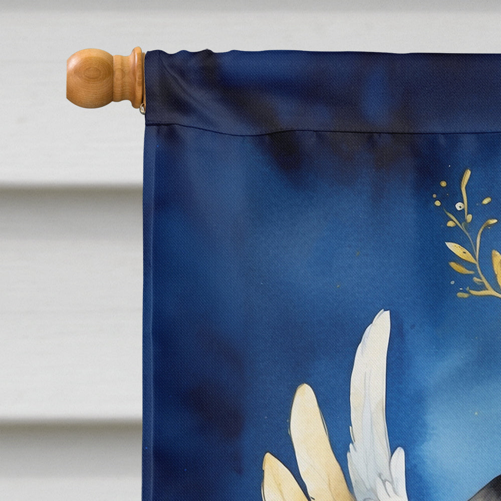 Black Pug My Angel House Flag 28x40 Porch Sleeve Pole Decorative Outside Yard Banner Artwork Wall Hanging, Polyester