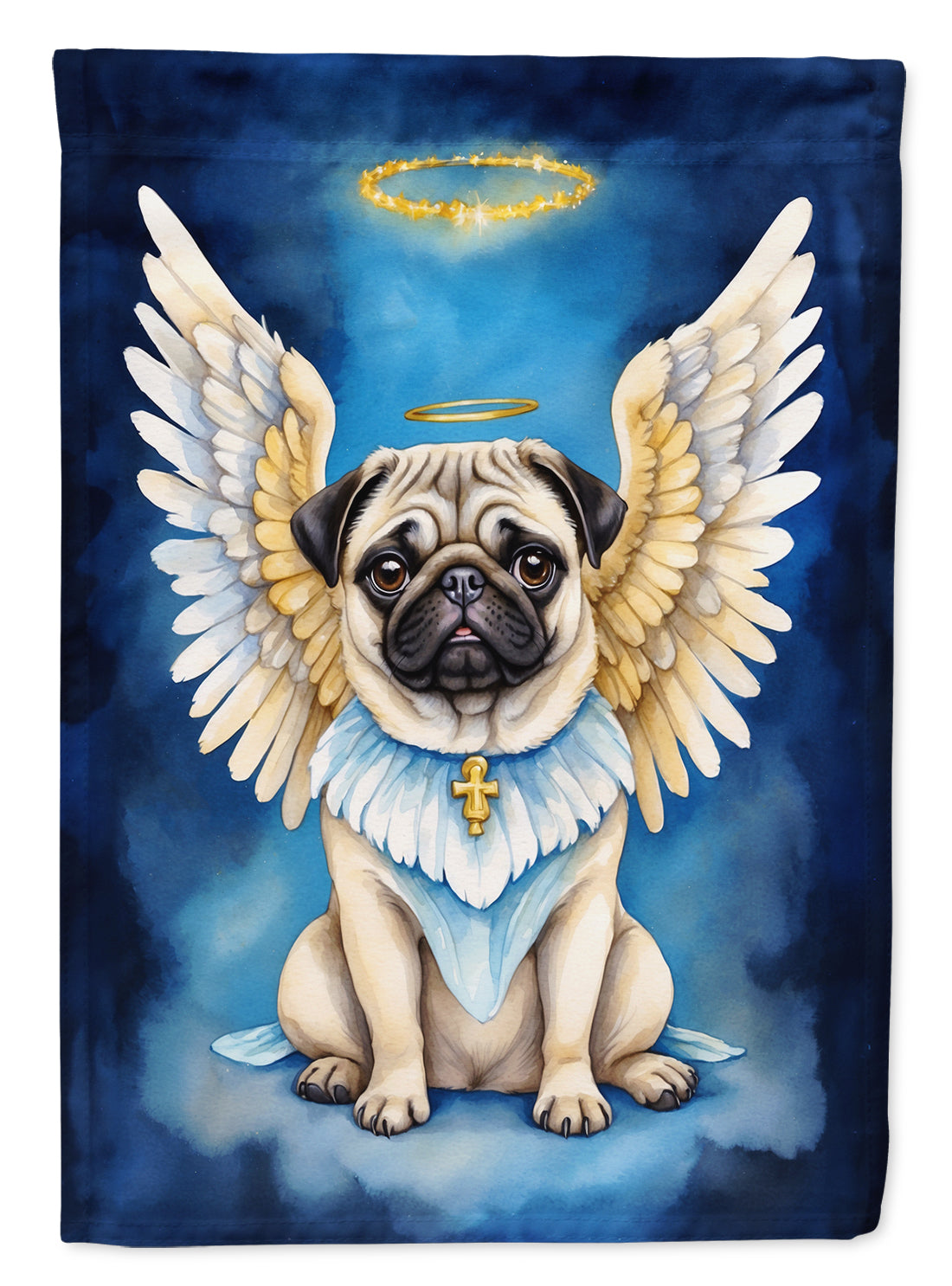 Pug My Angel House Flag 28x40 Porch Sleeve Pole Decorative Outside Yard Banner Artwork Wall Hanging, Polyester