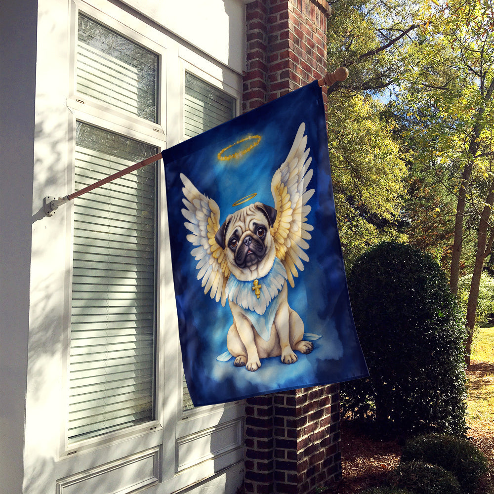 Pug My Angel House Flag 28x40 Porch Sleeve Pole Decorative Outside Yard Banner Artwork Wall Hanging, Polyester