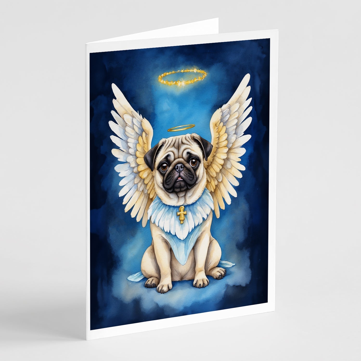 Pug My Angel Greeting Cards Pack of 8 Blank Cards with Envelopes Whimsical A7 Size 5x7