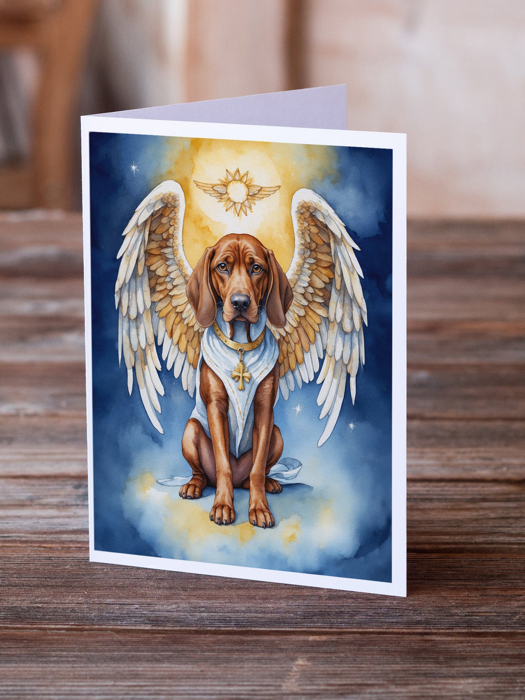 Redbone Coonhound My Angel Greeting Cards Pack of 8 Blank Cards with Envelopes Whimsical A7 Size 5x7