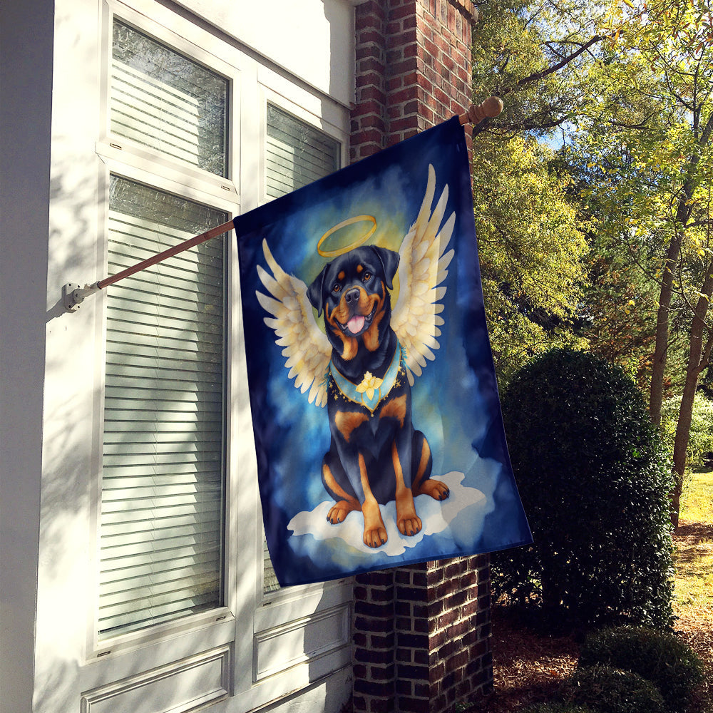 Rottweiler My Angel House Flag 28x40 Porch Sleeve Pole Decorative Outside Yard Banner Artwork Wall Hanging, Polyester