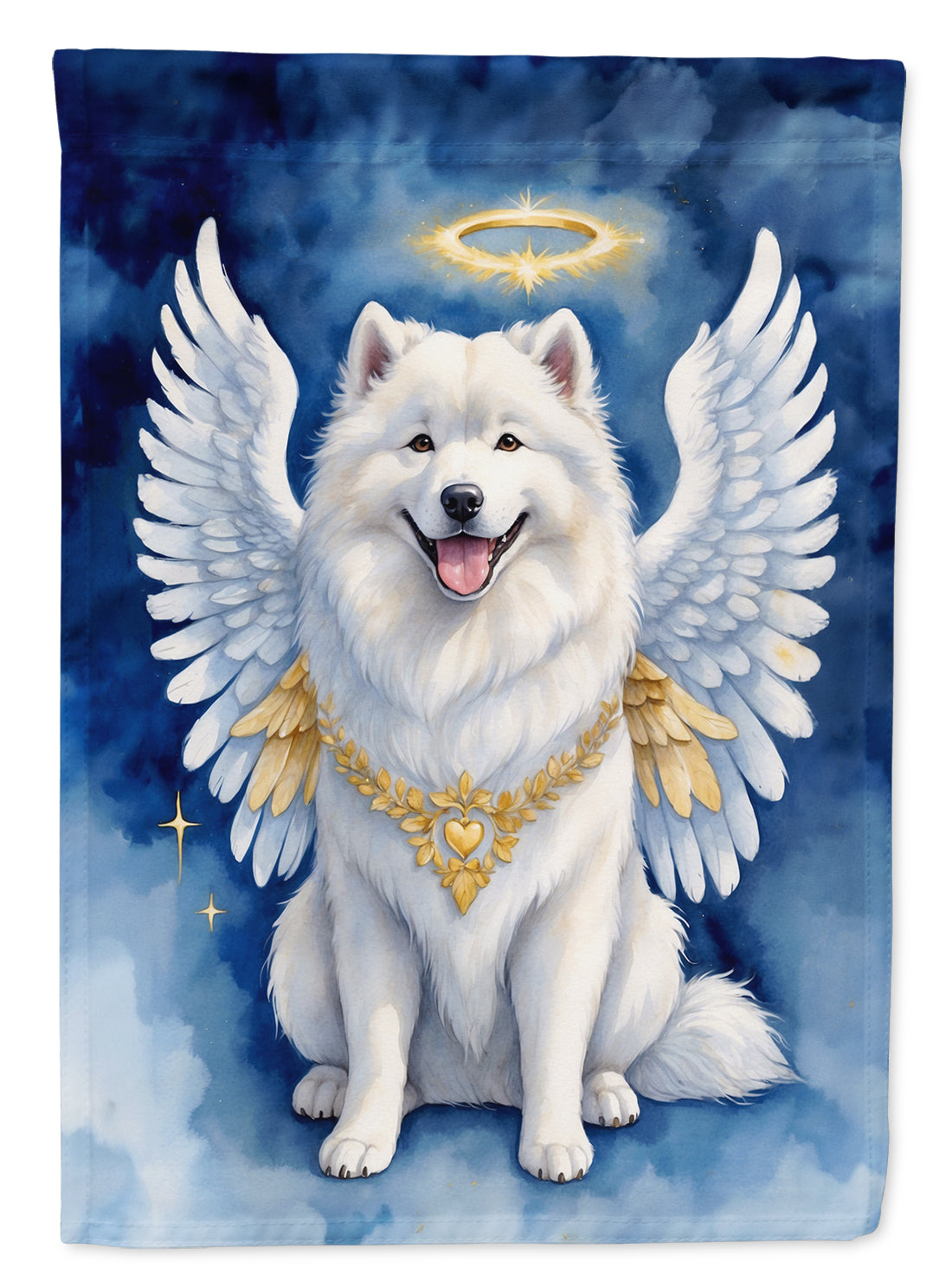 Samoyed My Angel House Flag 28x40 Porch Sleeve Pole Decorative Outside Yard Banner Artwork Wall Hanging, Polyester