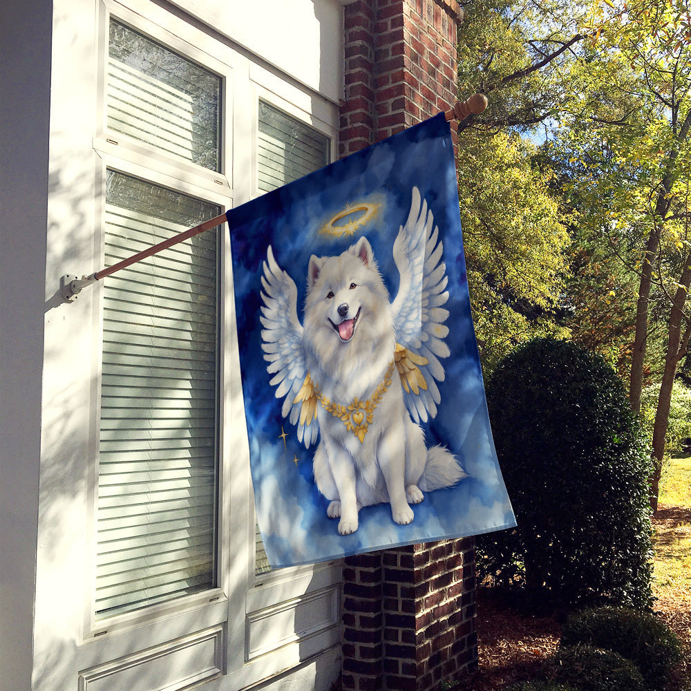Samoyed My Angel House Flag 28x40 Porch Sleeve Pole Decorative Outside Yard Banner Artwork Wall Hanging, Polyester
