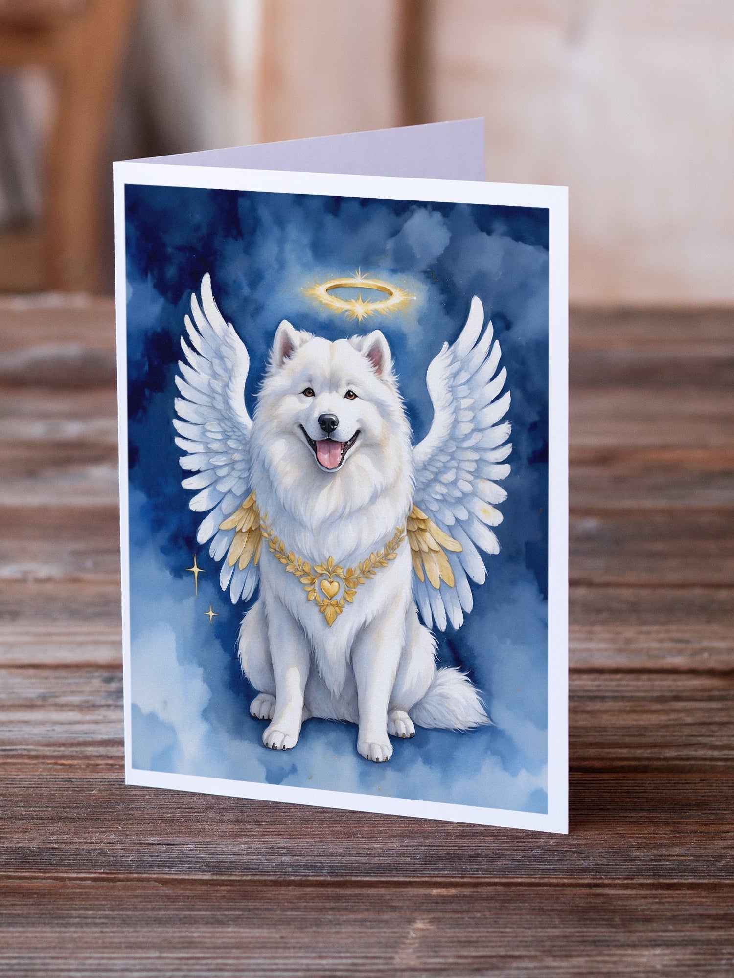 Samoyed My Angel Greeting Cards Pack of 8 Blank Cards with Envelopes Whimsical A7 Size 5x7