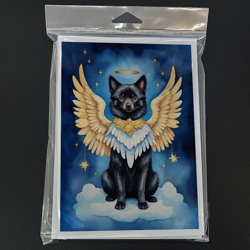 Schipperke My Angel Greeting Cards Pack of 8 Blank Cards with Envelopes Whimsical A7 Size 5x7