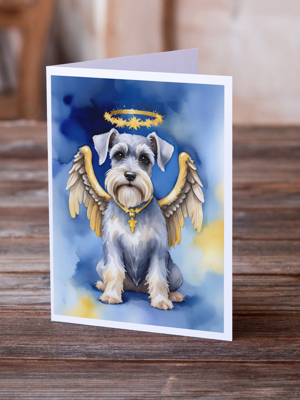 Schnauzer My Angel Greeting Cards Pack of 8 Blank Cards with Envelopes Whimsical A7 Size 5x7