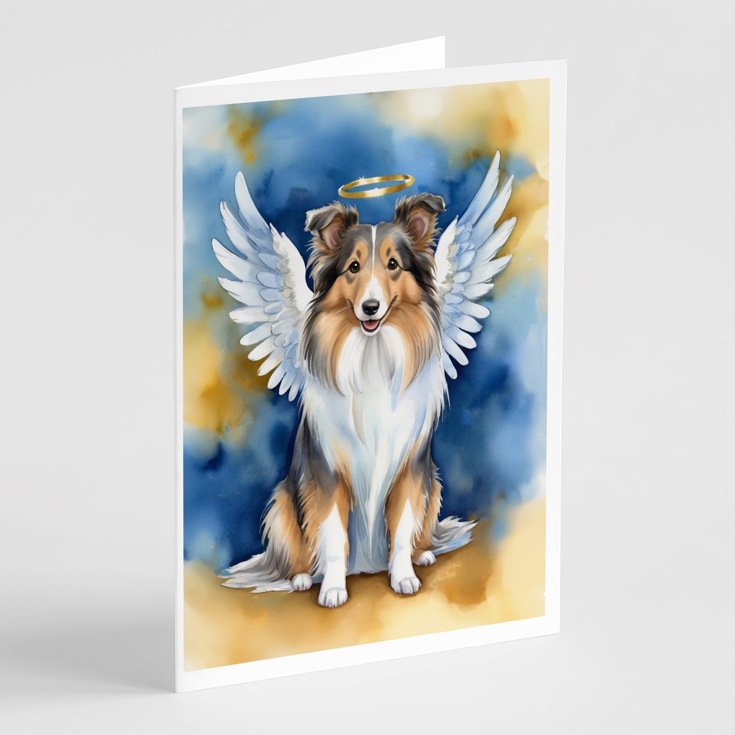Sheltie My Angel Greeting Cards Pack of 8 Blank Cards with Envelopes Whimsical A7 Size 5x7