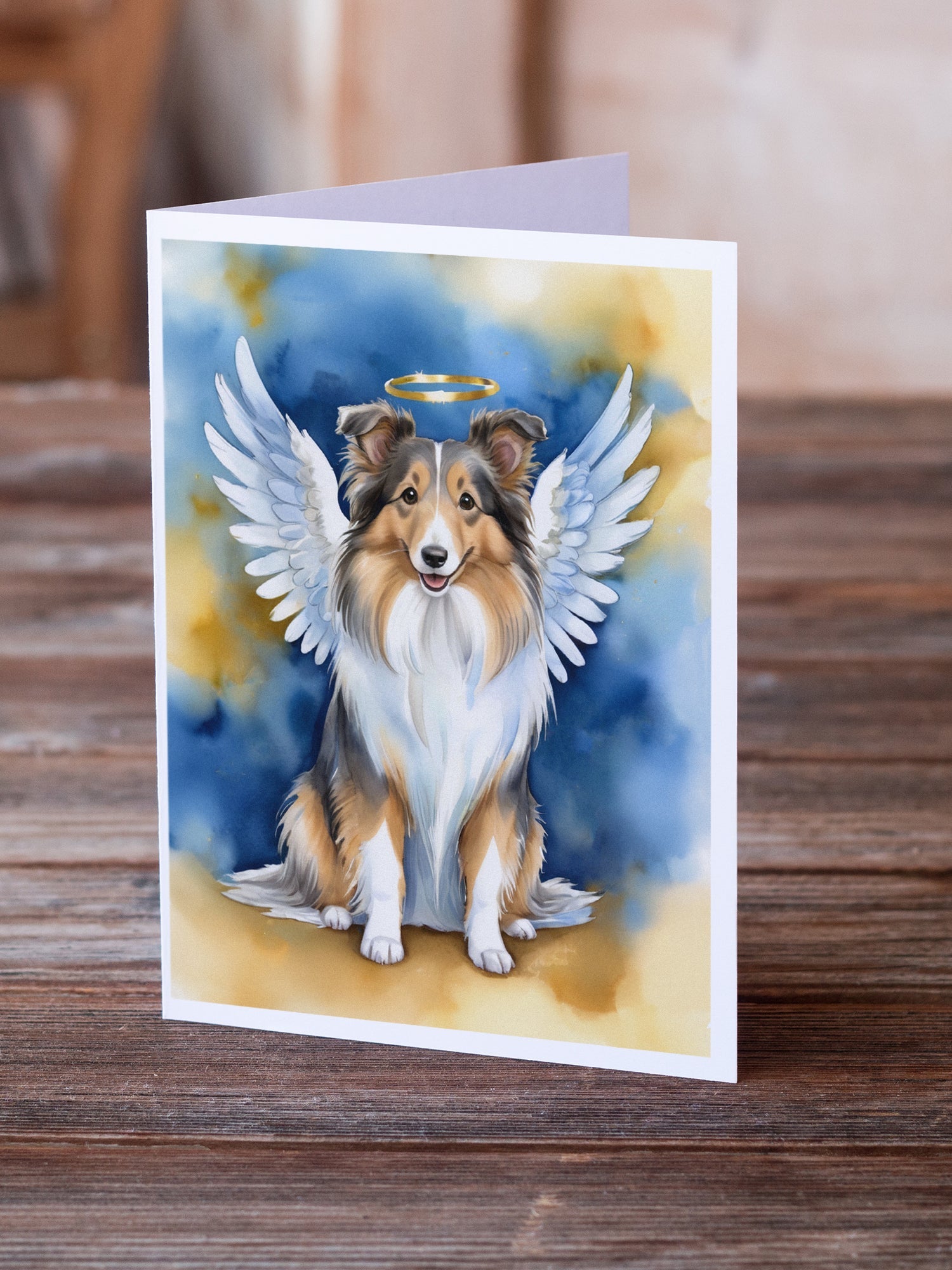 Sheltie My Angel Greeting Cards Pack of 8 Blank Cards with Envelopes Whimsical A7 Size 5x7