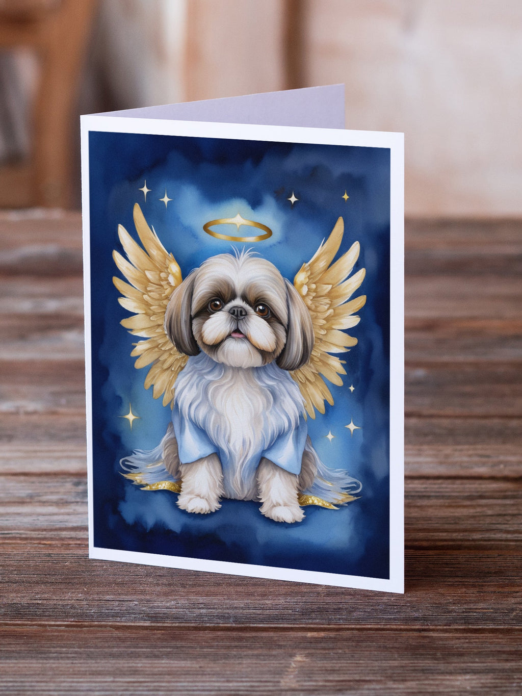 Shih Tzu My Angel Greeting Cards Pack of 8 Blank Cards with Envelopes Whimsical A7 Size 5x7