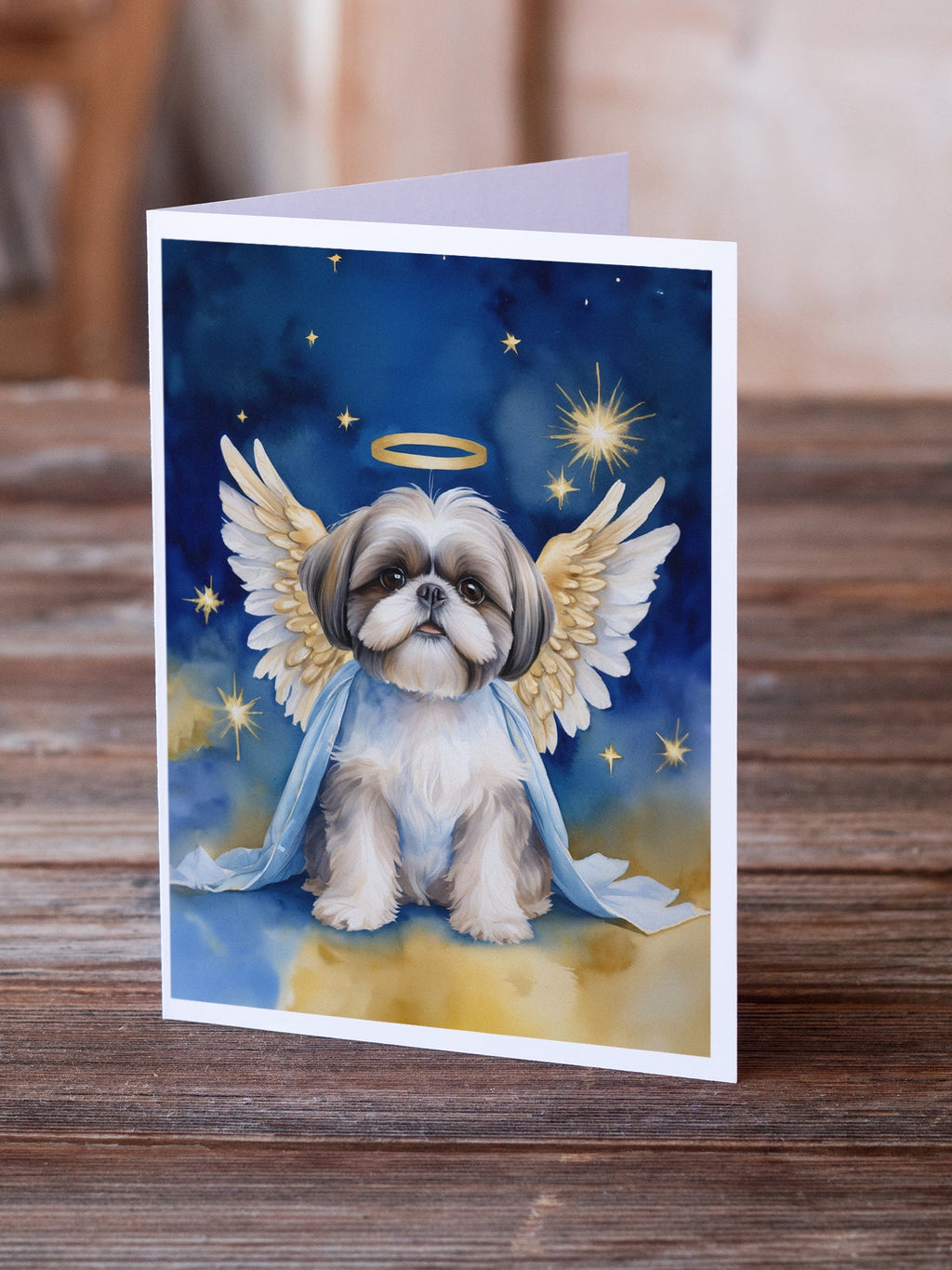 Shih Tzu My Angel Greeting Cards Pack of 8 Blank Cards with Envelopes Whimsical A7 Size 5x7