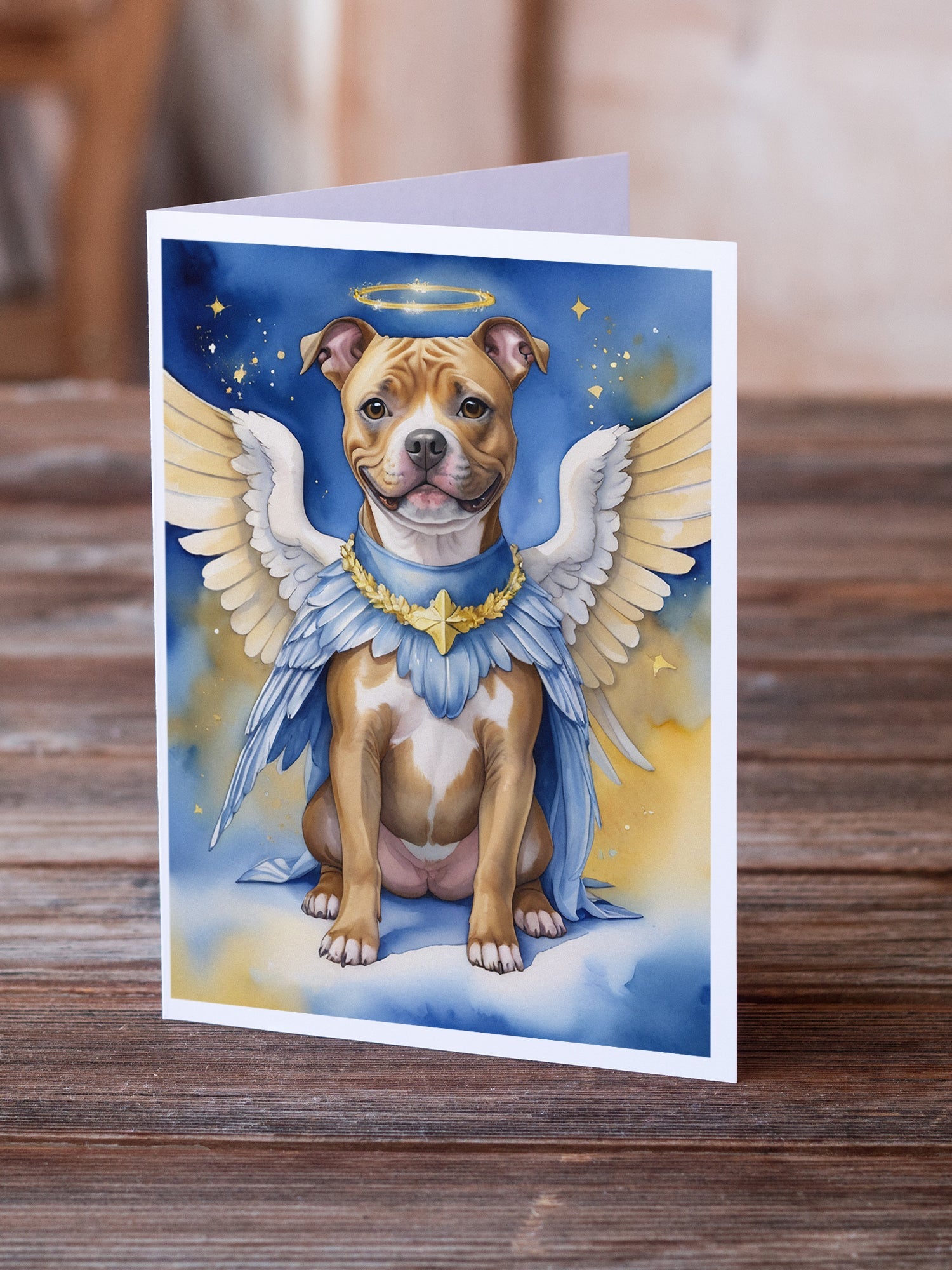 Staffordshire Bull Terrier My Angel Greeting Cards Pack of 8 Blank Cards with Envelopes Whimsical A7 Size 5x7