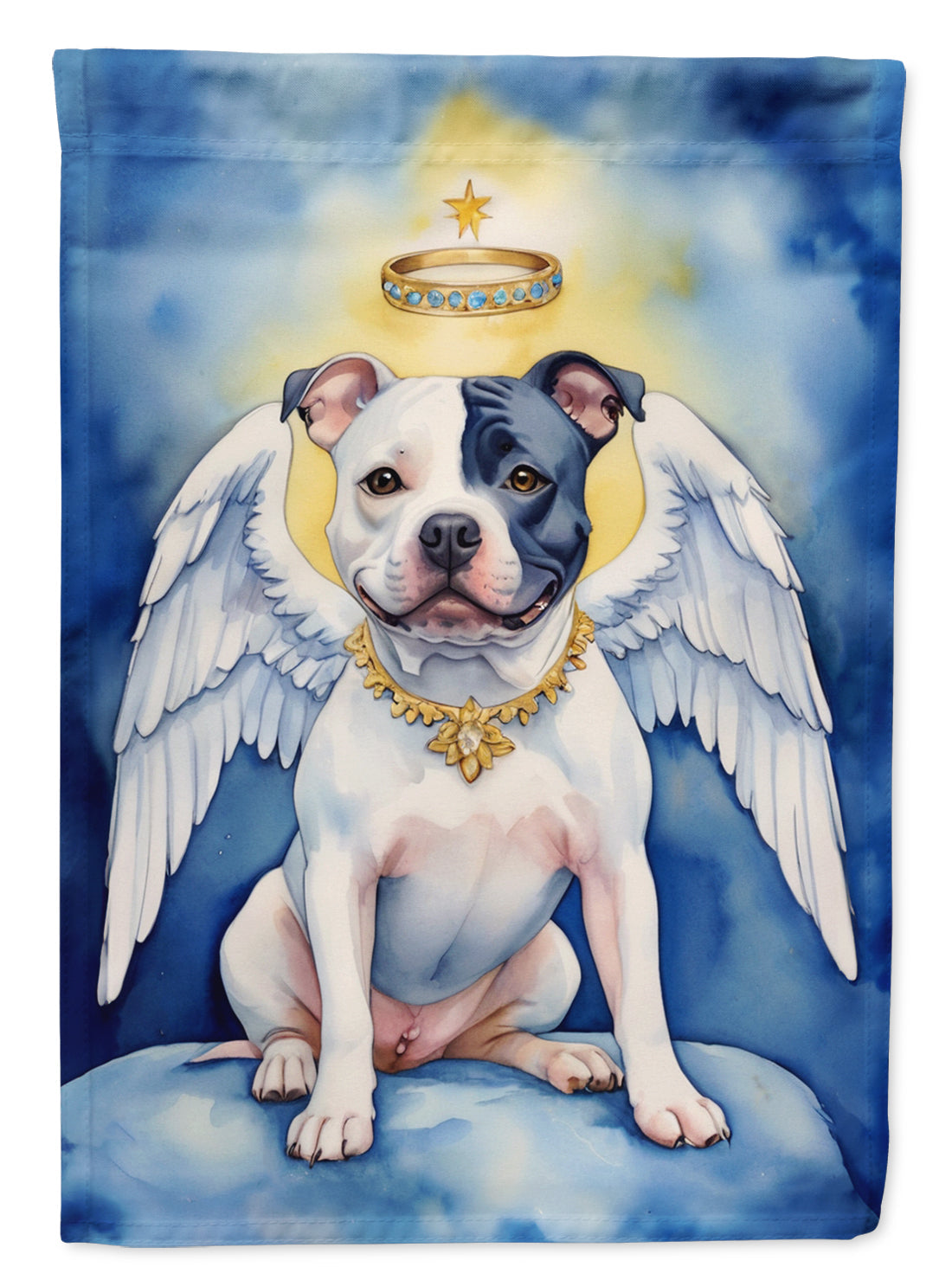 Staffordshire Bull Terrier My Angel House Flag 28x40 Porch Sleeve Pole Decorative Outside Yard Banner Artwork Wall Hanging, Polyester